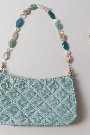 Summer Fresh Retro Green Beaded Crossbody Bag for Women - Artistic Texture Underarm Bag, Original Niche Design