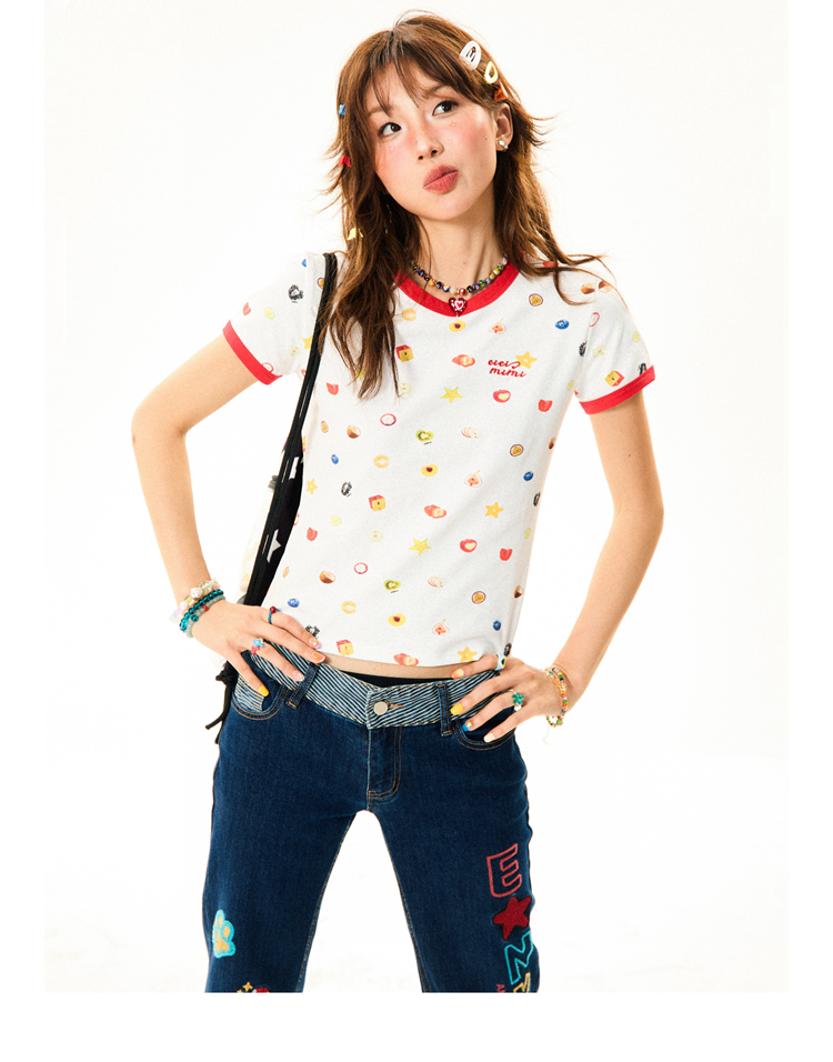 Summer Fruit Print Slim-Fit Camisole for Women - Sweet and Spicy American-Style Short Top, Perfect for 90s and Y2K Fashion Summer Fruit Print Slim-Fit Camisole for Women - Sweet and Spicy American-Style Short Top, Perfect for 90s and Y2K Fashion