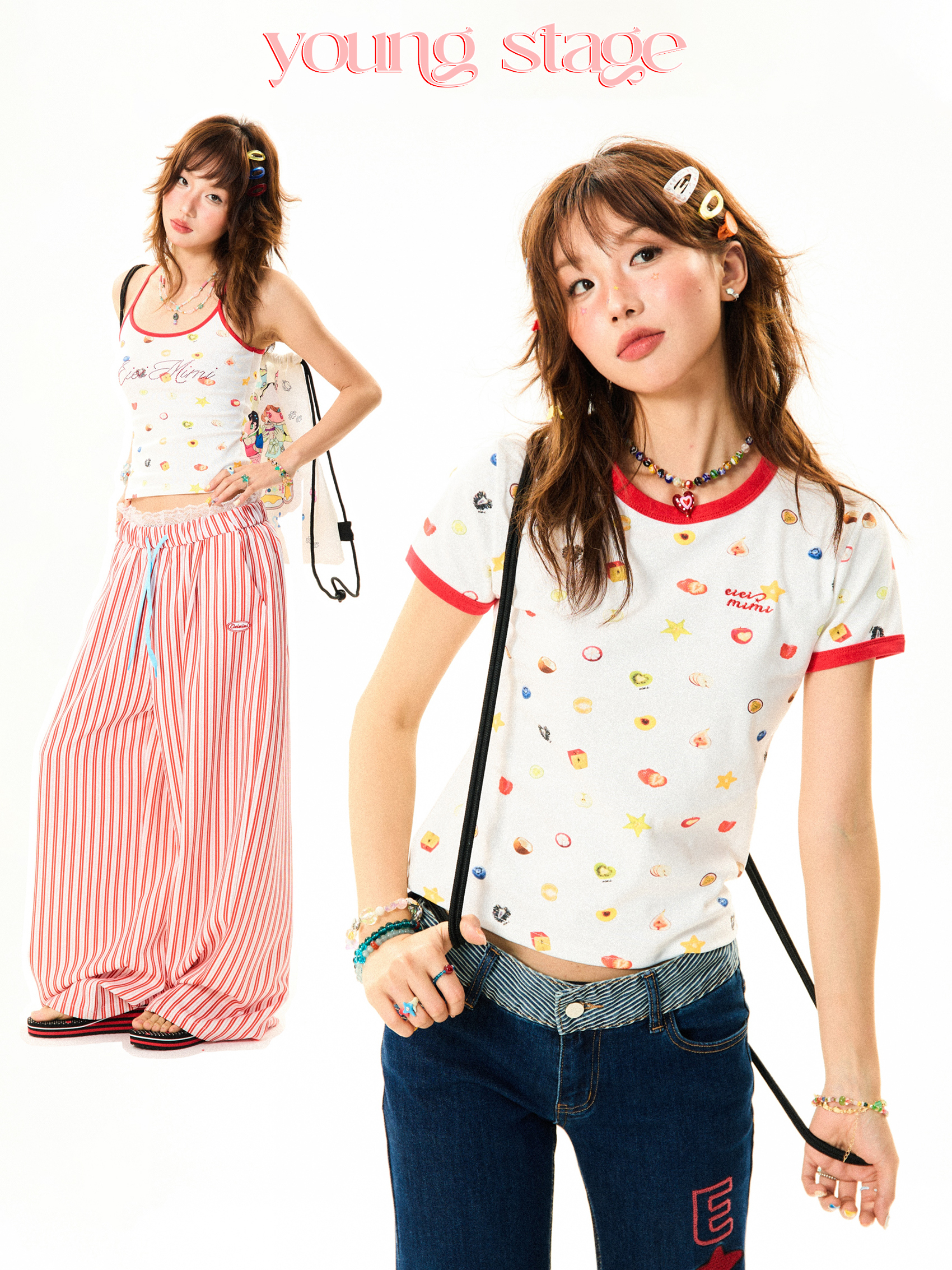 Summer Fruit Print Slim-Fit Camisole for Women - Sweet and Spicy American-Style Short Top, Perfect for 90s and Y2K Fashion Summer Fruit Print Slim-Fit Camisole for Women - Sweet and Spicy American-Style Short Top, Perfect for 90s and Y2K Fashion