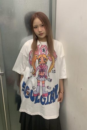 Summer Graffiti Artist Design Loose Fit Cotton Short Sleeve T-Shirt - Trendy Casual Wear for 90s and Y2K Style