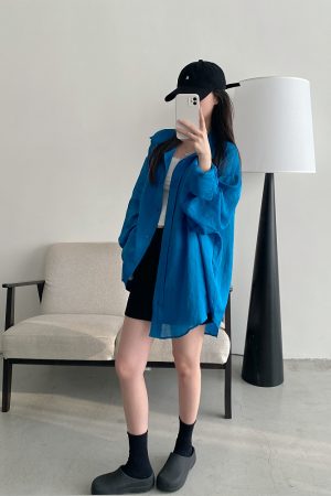 Summer Grapefruit Oversized Loose-Fitting Ramie Shirt for Women â€“ Relaxed, Versatile, Slimming Style