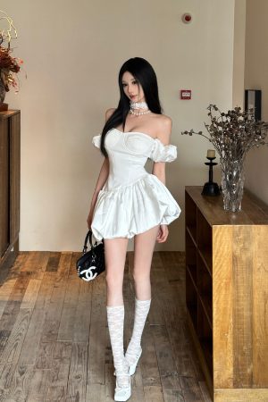 Summer Heavy Satin Puff Skirt Waist-Cinching Princess Style Dress - Elegant Birthday Gown, Perfect for Special Occasions