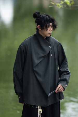 Summer Irregular Yohji Shirt for Men and Women, Niche Yamamoto Design, Chinese Style, Unique Fashion Top