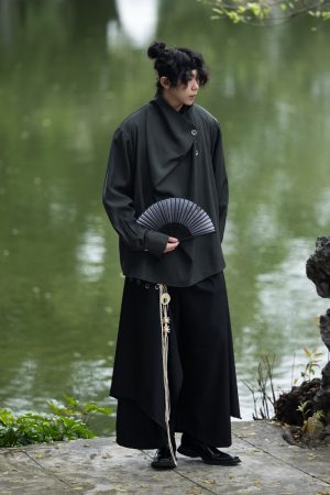 Summer Irregular Yohji Shirt for Men and Women, Niche Yamamoto Design, Chinese Style, Unique Fashion Top