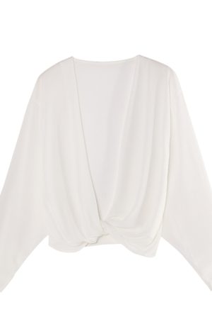 Summer Knot Shawl Long Sleeve Airy Chiffon Top - Sun Protection Slim Fit Wrinkled Outer Shirt for Air Conditioning