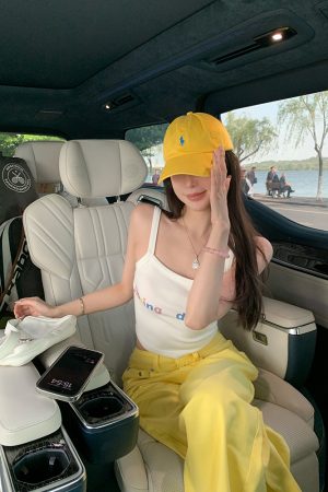 Summer Lemon Yellow Wide-Leg Jeans for Women - Loose Slim Fit Mid-Waist - Trendy Y2K Style