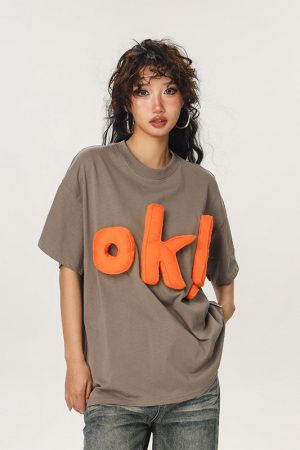 Summer Loose-Fit American Style Beer Team Captain Short Sleeve T-Shirt for Women - Unique High-End Casual Top