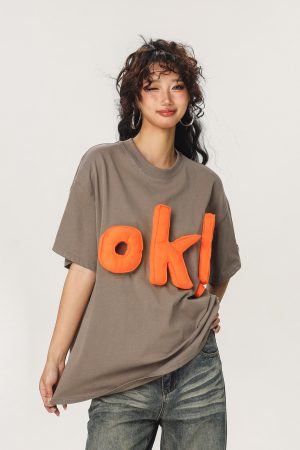 Summer Loose-Fit American Style Beer Team Captain Short Sleeve T-Shirt for Women - Unique High-End Casual Top