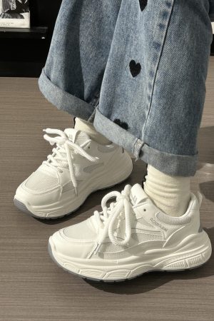 Summer Mesh Breathable Casual Old Daddy Shoes for Women - Lightweight White Sneakers for 2025 Y2K Style