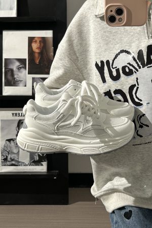 Summer Mesh Breathable Casual Old Daddy Shoes for Women - Lightweight White Sneakers for 2025 Y2K Style