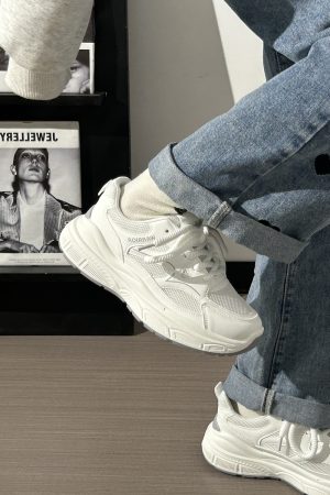 Summer Mesh Breathable Casual Old Daddy Shoes for Women - Lightweight White Sneakers for 2025 Y2K Style