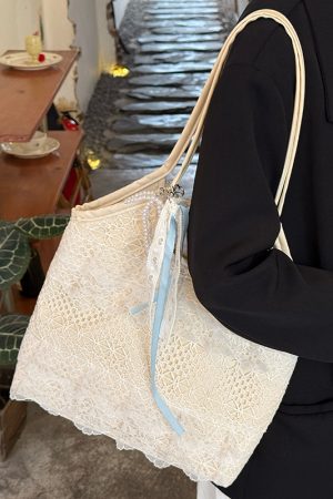 Summer Mesh Lace Tote Bag for Women - Large Capacity Leisure Commuting Shoulder Bag - Trendy 2025 Style