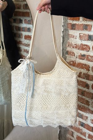 Summer Mesh Lace Tote Bag for Women - Large Capacity Leisure Commuting Shoulder Bag - Trendy 2025 Style