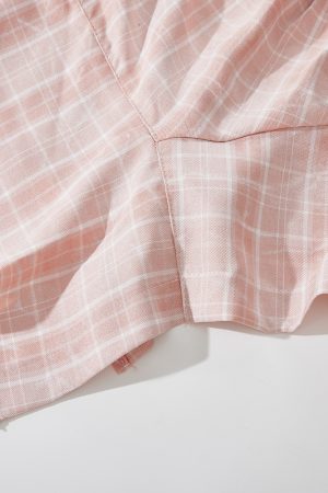 Summer Off-Shoulder Blue Checkered Vest with Irregular Ruffles - Women's Hong Kong Style Sleeveless Top