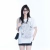 Summer Off-Shoulder Lace Spliced Short Sleeve T-Shirt for Women - Sweet Loose Fit, Trendy Ins Style, Perfect for 90s Y2K Looks