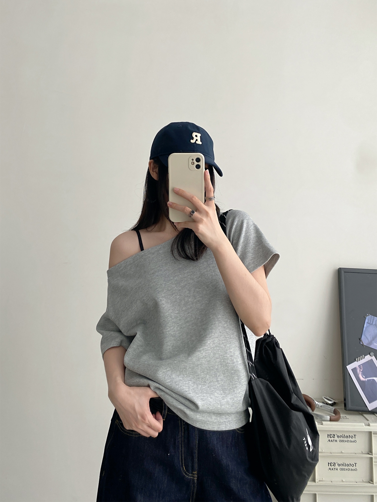 Summer Off-Shoulder Loose Fit Two-Way T-Shirt for Women - Slim-Fit Short Sleeve Top in Sun Grapefruit - Casual 90s Style Summer Off-Shoulder Loose Fit Two-Way T-Shirt for Women - Slim-Fit Short Sleeve Top in Sun Grapefruit - Casual 90s Style