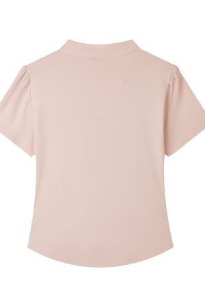 Summer Pink Cropped T-Shirt for Women, Chinese-Style Buttoned Short Sleeve, Slim-Fit Waist-Defining Top, American Fashion