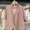 Summer Pink Small Women's Blazer 2025 - Stylish Short Sleeve Versatile Suit Jacket for a Chic Look