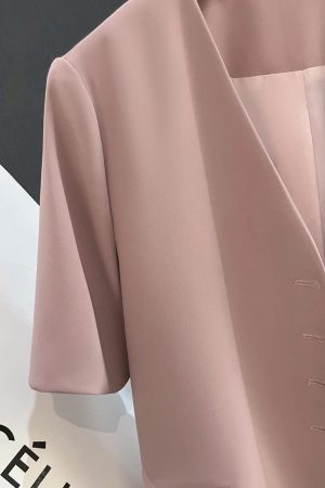 Summer Pink Small Women's Blazer 2025 - Stylish Short Sleeve Versatile Suit Jacket for a Chic Look