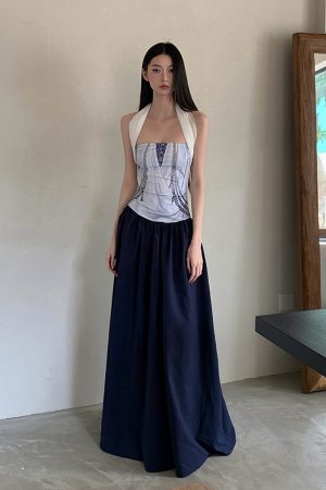 Summer Printed Patchwork Multi-Wear Long Strapless Dress for Versatile Style - Perfect for 90s and Y2K Fashion