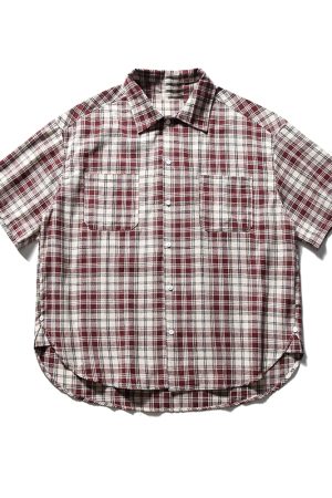 Summer Retro Plaid Short Sleeve Shirt for Men and Women - Casual Loose Fit College Style Work Shirt
