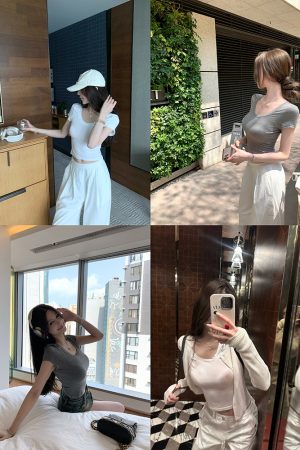 Summer Semi-Permanent Short Sleeve T-Shirt - Women's Basic Versatile Slim Fit Top for Hot Girls - 90s Inspired Fashion