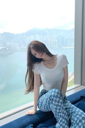 Summer Semi-Permanent Short Sleeve T-Shirt - Women's Basic Versatile Slim Fit Top for Hot Girls - 90s Inspired Fashion