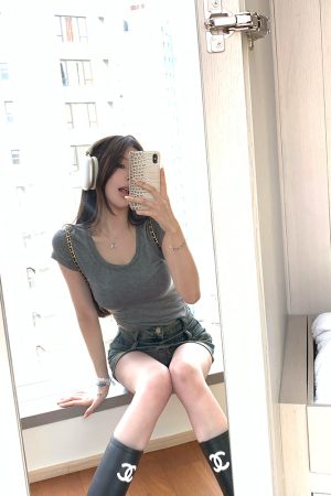 Summer Semi-Permanent Short Sleeve T-Shirt - Women's Basic Versatile Slim Fit Top for Hot Girls - 90s Inspired Fashion