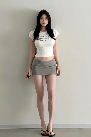 Summer Sexy Bodycon Mini Skirt - Low Waist Slim Fit Gray Pencil Skirt for Hot Girl Style - Leg-Lengthening American Fashion