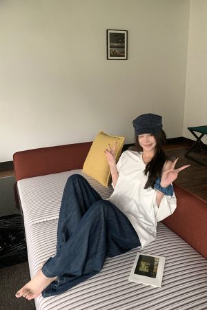 Summer Short Sleeve V-Neck T-Shirt for Women - Loose Fit Asymmetrical Shoulder Top in Relaxed Lazy Style