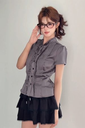 Summer Short-Sleeved Shirt for Women, Slimming College Style Top, Trendy Casual Jacket, High-Intelligence Fashion