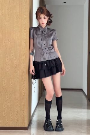 Summer Short-Sleeved Shirt for Women, Slimming College Style Top, Trendy Casual Jacket, High-Intelligence Fashion