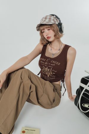 Summer Slim Fit Camisole T-Shirt - American Sweet Cool Style Sleeveless Fake Two-Piece Top for Women