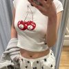 Summer Slim-Fit Cropped T-Shirt for Women - Youthful Korean Design with Trendy Print