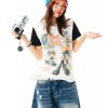 Summer Slim Fit Graffiti T-Shirt for Women - American Rebel Girl Design, Short Sleeve, Casual Street Style Top