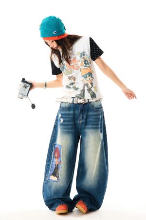 Summer Slim Fit Graffiti T-Shirt for Women - American Rebel Girl Design, Short Sleeve, Casual Street Style Top