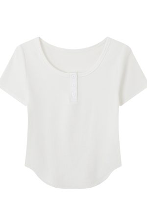 Summer Slim Fit Red Short-Sleeved T-Shirt for Women, Stylish Elegant Shoulder Top, Casual Everyday Wear