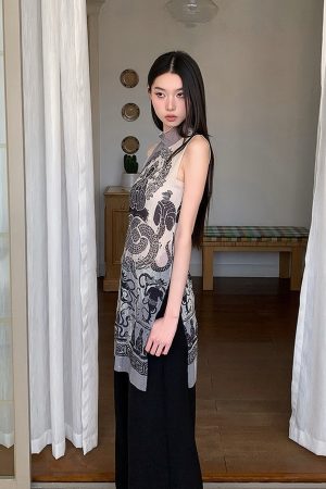 Summer Snake Print High-Elastic Mesh Vest - Trendy Single-Layer Top for a 90s-Inspired Look