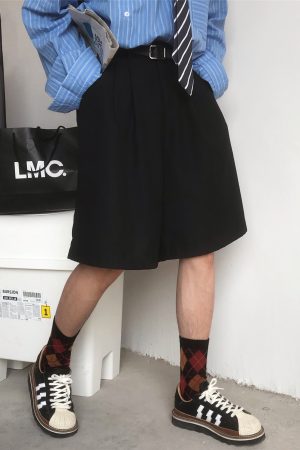 Summer Solid Color Loose High Waist Five-Point Pants - Versatile Retro Korean Style Casual Trousers for Men and Women