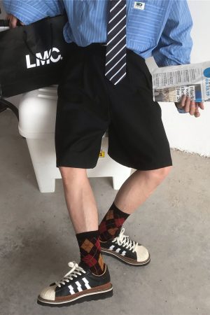 Summer Solid Color Loose High Waist Five-Point Pants - Versatile Retro Korean Style Casual Trousers for Men and Women