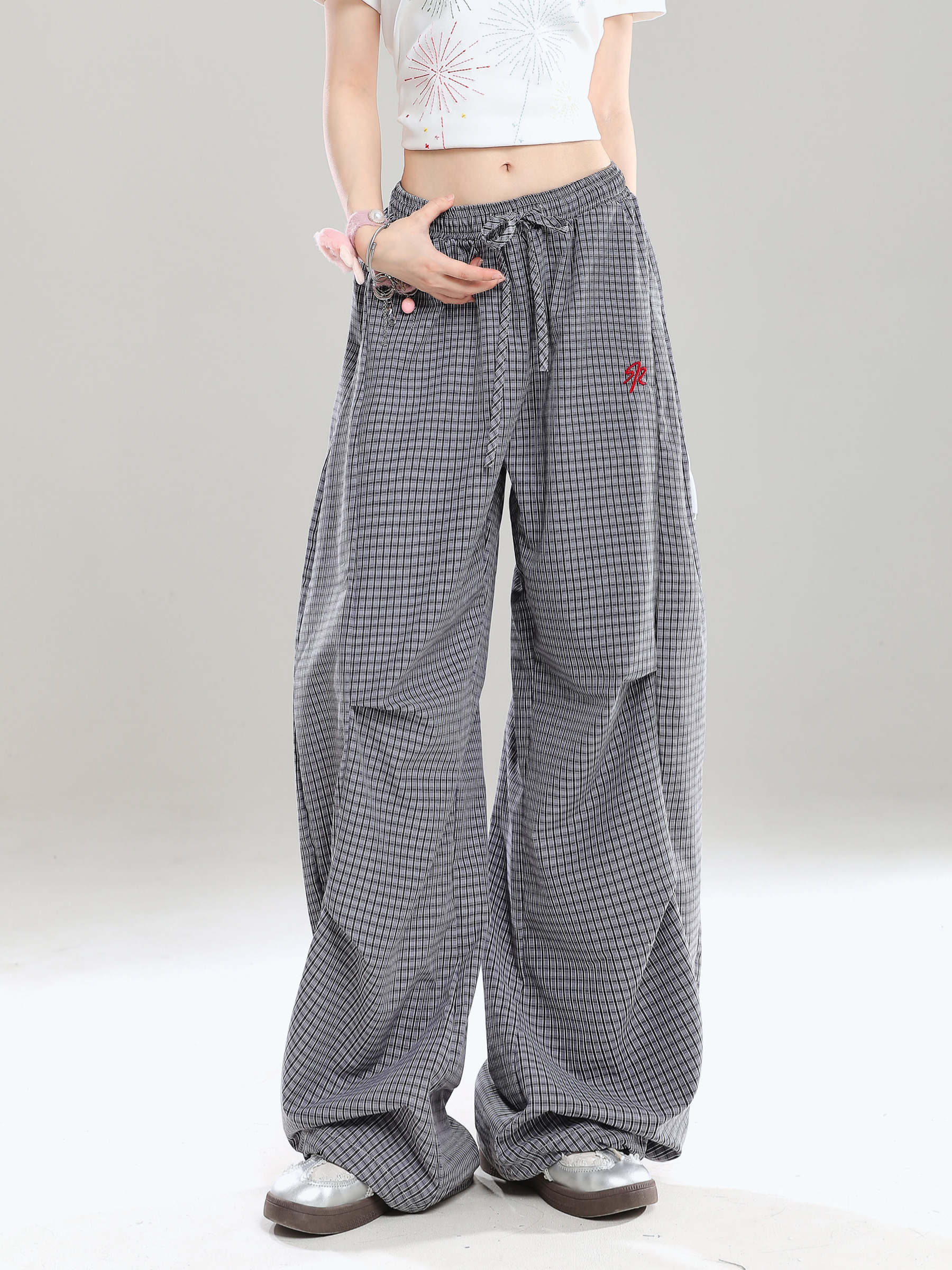 Summer Wide-Leg Casual Work Pants for Women - Loose BF Style, Curved Knife Design, American Jazz Dance Inspired Summer Wide-Leg Casual Work Pants for Women - Loose BF Style, Curved Knife Design, American Jazz Dance Inspired