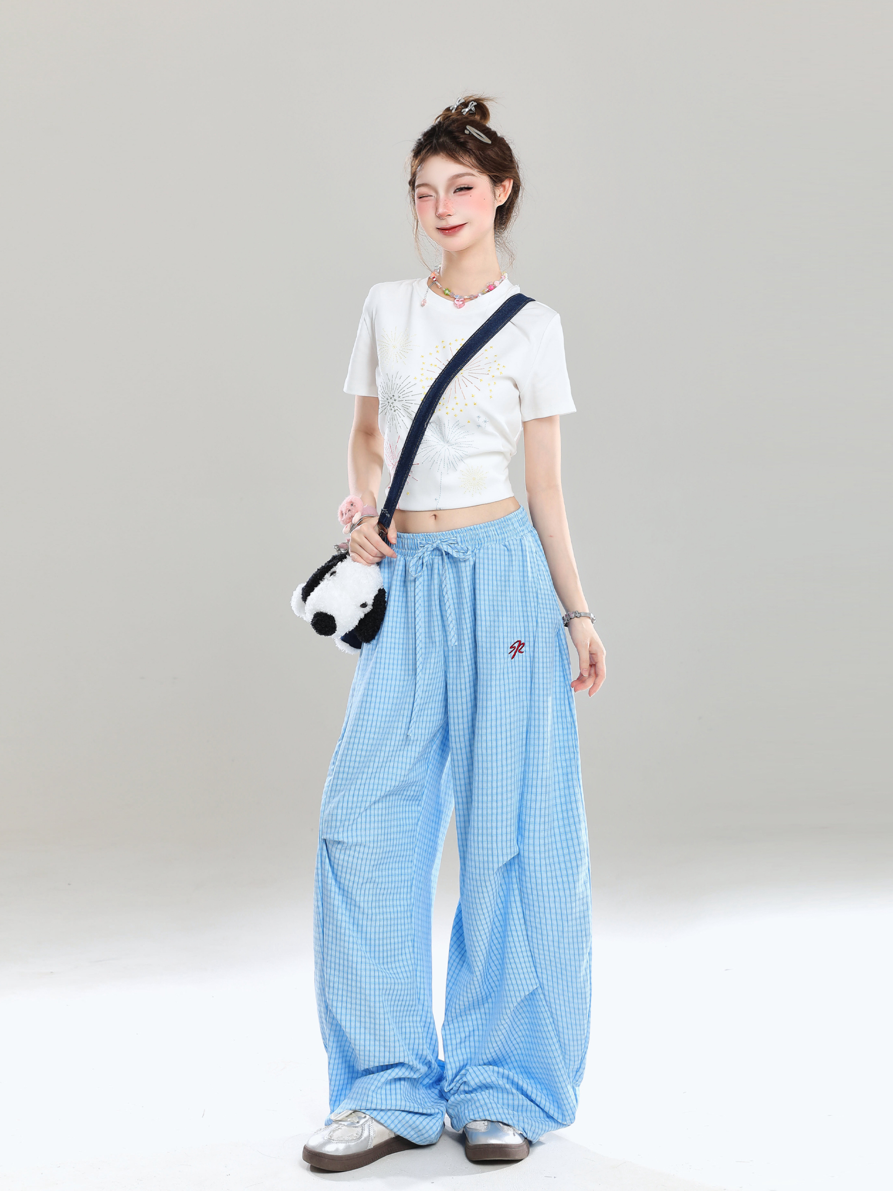 Summer Wide-Leg Casual Work Pants for Women - Loose BF Style, Curved Knife Design, American Jazz Dance Inspired Summer Wide-Leg Casual Work Pants for Women - Loose BF Style, Curved Knife Design, American Jazz Dance Inspired