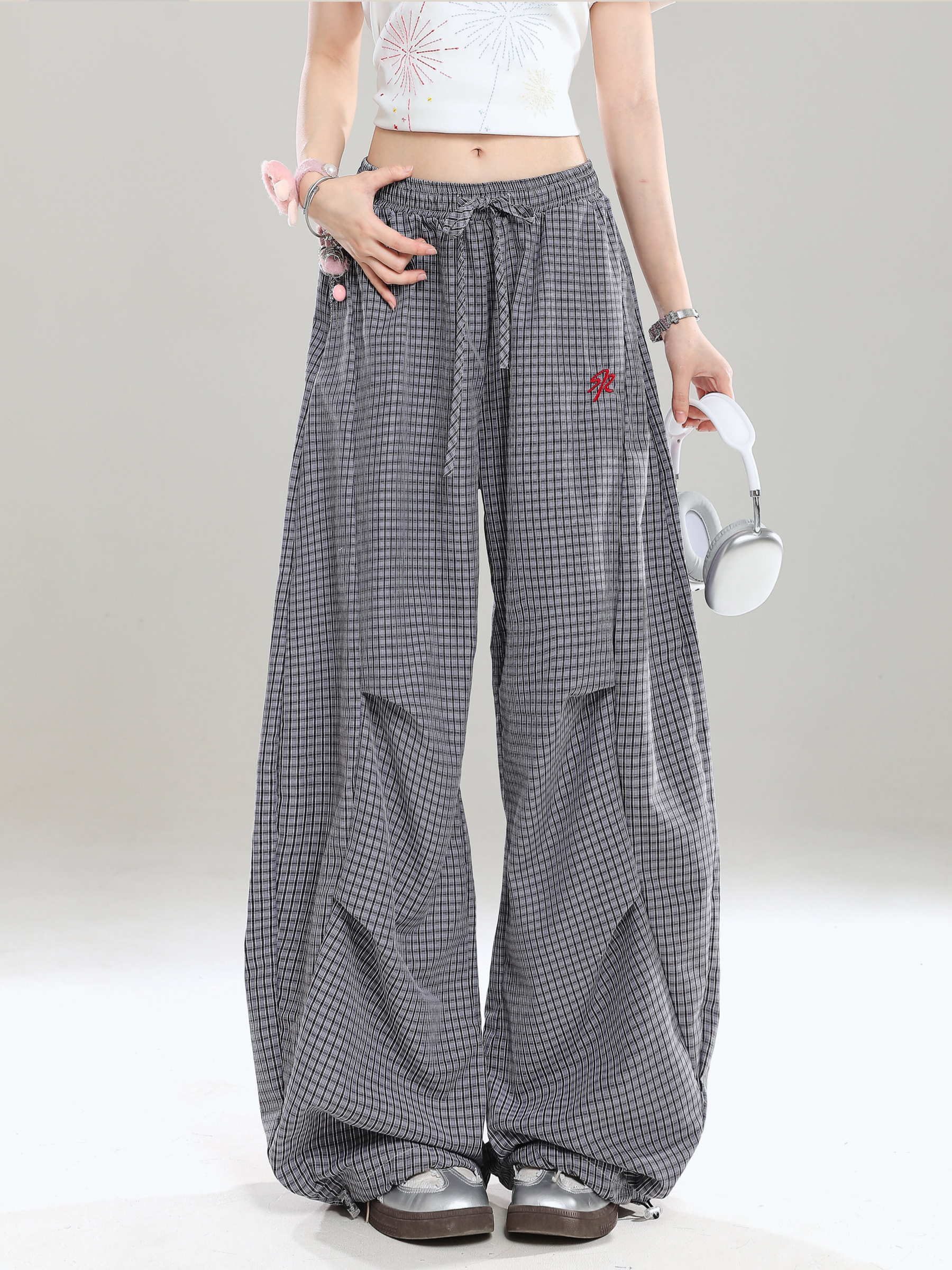 Summer Wide-Leg Casual Work Pants for Women - Loose BF Style, Curved Knife Design, American Jazz Dance Inspired Summer Wide-Leg Casual Work Pants for Women - Loose BF Style, Curved Knife Design, American Jazz Dance Inspired