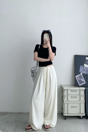 Summer Wide-Leg Sunscreen Pants for Women - Casual Thin Floor-Length Trousers for Work - Sun Yuzu Cool Style