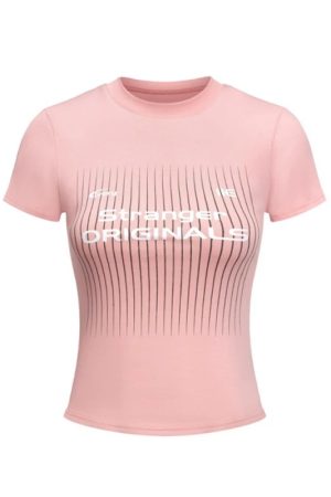 Summer Women's American Style Sports Jersey T-Shirt - Slim Fit Short Sleeve Crop Top with Letter Print