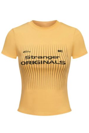 Summer Women's American Style Sports Jersey T-Shirt - Slim Fit Short Sleeve Crop Top with Letter Print