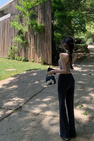 Summer Women's Casual Pants - Mid-Waist Straight Leg Drawstring Thin Flared Hiking Fit for Outdoor Activities