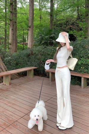 Summer Women's Casual Pants - Mid-Waist Straight Leg Drawstring Thin Flared Hiking Fit for Outdoor Activities