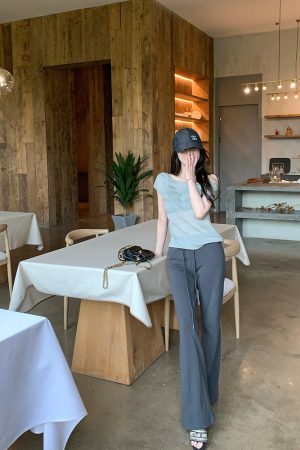 Summer Women's Casual Pants - Mid-Waist Straight Leg Drawstring Thin Flared Hiking Fit for Outdoor Activities