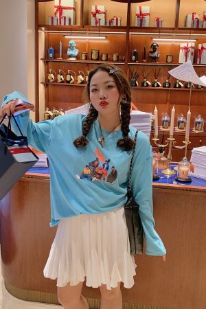 Summer Women's Printed Long Sleeve T-Shirt - Loose Fit, Slimming Round Neck, Sun Protection, Trendy and Stylish